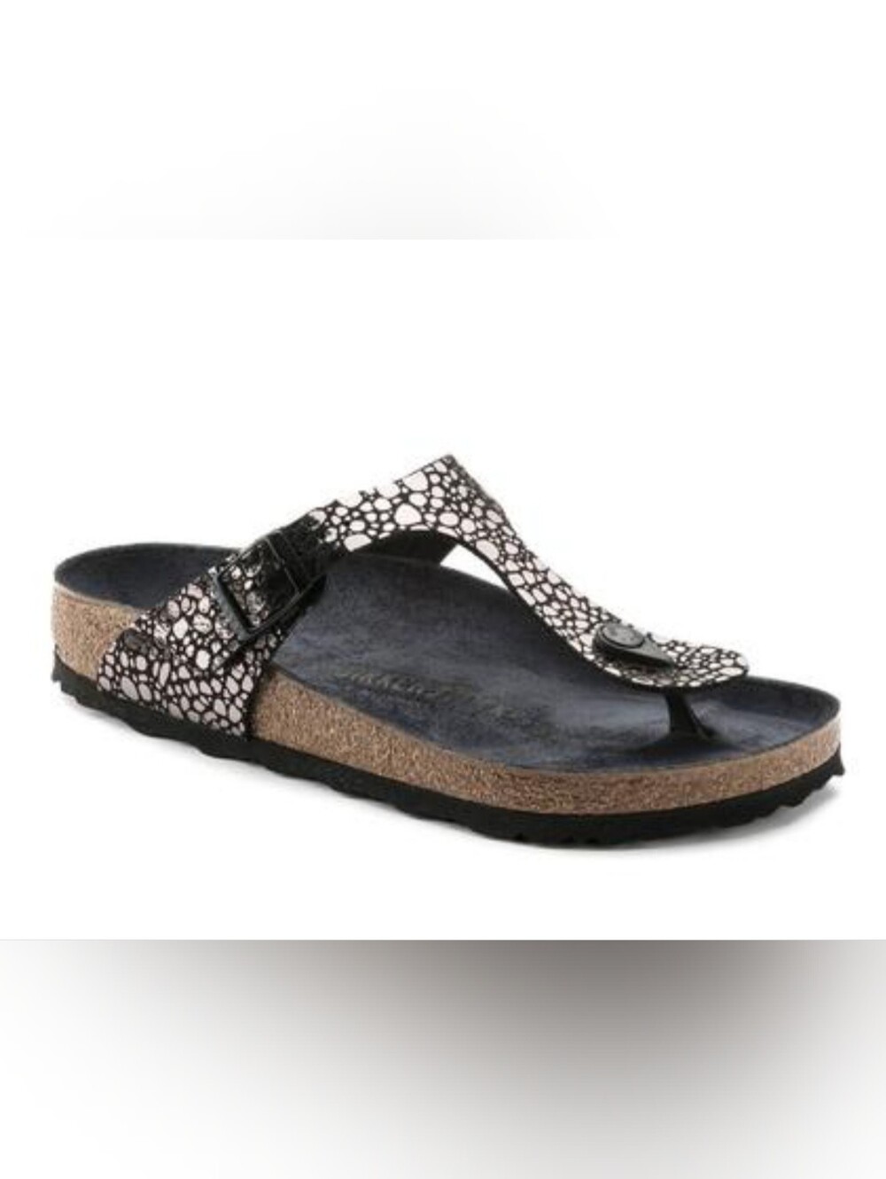 Birkenstock Gizeh Metallic Black Patterned Thong Sandals - Picture 2 of 13